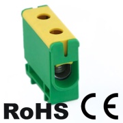 Klemm Al/Cu UK150/1PE, 1P (2holes) 35-150mm² 290/320A, TS35 ˄panel mount, koro