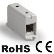 Klemm Al/Cu UK240/1A, 1P (2holes) 35-240mm² 380/425A, TS35 ˄panel mount, hall