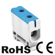 Universal Terminal Block Al/Cu UK150/1N, 1P (2holes) 35-150mm² 290/320A, TS35 ˄panel mount, blue