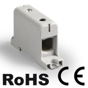 Universal Terminal Block Al/Cu UK95/1A, 1P (2holes) 16-95mm² 220/245A, 8pcs/pck, TS35 ˄panel mount, grey